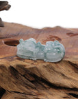 Baikalla Jewelry genuine jadeite carving Genuine Burmese Ice Blue-Green Jadeite Jade PiXiu Pendant Necklace