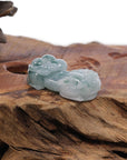 Baikalla Jewelry genuine jadeite carving Genuine Burmese Ice Blue-Green Jadeite Jade PiXiu Pendant Necklace