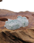 Baikalla Jewelry genuine jadeite carving With Nylon String Necklace Genuine Burmese Ice Blue-Green Jadeite Jade PiXiu Pendant Necklace