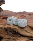Baikalla Jewelry genuine jadeite carving Genuine Burmese Ice Blue-Green Jadeite Jade PiXiu Pendant Necklace
