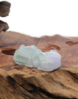 Baikalla Jewelry genuine jadeite carving Genuine Burmese Lavender Green Jadeite Jade PiXiu Pendant Necklace