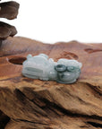 Baikalla Jewelry genuine jadeite carving Genuine Burmese White Blue-Green Jadeite Jade PiXiu Pendant Necklace