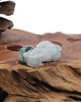 Baikalla Jewelry genuine jadeite carving Genuine Burmese White Blue-Green Jadeite Jade PiXiu Pendant Necklace
