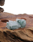 Baikalla Jewelry genuine jadeite carving With Nylon String Necklace Genuine Burmese Ice Blue-Green Jadeite Jade PiXiu Pendant Necklace