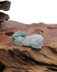Baikalla Jewelry genuine jadeite carving Genuine Burmese Ice Blue-Green Jadeite Jade PiXiu Pendant Necklace