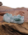 Baikalla Jewelry genuine jadeite carving With Nylon String Necklace Genuine Burmese Ice Blue-Green Jadeite Jade PiXiu Pendant Necklace