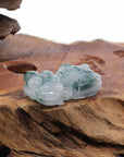 Baikalla Jewelry genuine jadeite carving Genuine Burmese Ice Blue-Green Jadeite Jade PiXiu Pendant Necklace