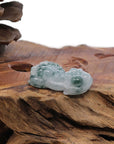 Baikalla Jewelry genuine jadeite carving Genuine Burmese Ice Blue-Green Jadeite Jade PiXiu Pendant Necklace