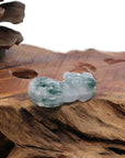 Baikalla Jewelry genuine jadeite carving Genuine Burmese Ice Blue-Green Jadeite Jade PiXiu Pendant Necklace