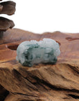 Baikalla Jewelry genuine jadeite carving Genuine Burmese Ice Blue-Green Jadeite Jade PiXiu Pendant Necklace