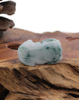 Baikalla Jewelry genuine jadeite carving Genuine Burmese Ice Blue-Green Jadeite Jade PiXiu Pendant Necklace