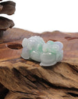 Baikalla Jewelry genuine jadeite carving Genuine Burmese Lavender Green Jadeite Jade PiXiu Pendant Necklace