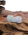 Baikalla Jewelry genuine jadeite carving Genuine Burmese Lavender Green Jadeite Jade PiXiu Pendant Necklace