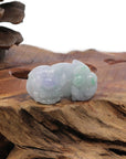 Baikalla Jewelry genuine jadeite carving Genuine Burmese Lavender Green Jadeite Jade PiXiu Pendant Necklace