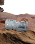 Baikalla Jewelry genuine jadeite carving With Nylon String Necklace Genuine Burmese Ice Blue-Green Jadeite Jade PiXiu Pendant Necklace
