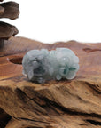 Baikalla Jewelry genuine jadeite carving Genuine Burmese Ice Blue-Green Jadeite Jade PiXiu Pendant Necklace