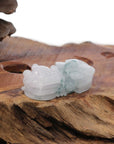Baikalla Jewelry genuine jadeite carving With Nylon String Necklace Genuine Burmese White Blue-Green Jadeite Jade PiXiu Pendant Necklace