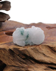 Baikalla Jewelry genuine jadeite carving Genuine Burmese White Blue-Green Jadeite Jade PiXiu Pendant Necklace