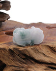 Baikalla Jewelry genuine jadeite carving Genuine Burmese White Blue-Green Jadeite Jade PiXiu Pendant Necklace