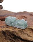 Baikalla Jewelry genuine jadeite carving With Nylon String Necklace Genuine Burmese Ice Blue-Green Jadeite Jade PiXiu Pendant Necklace