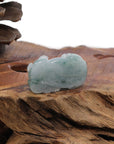 Baikalla Jewelry genuine jadeite carving Genuine Burmese Ice Blue-Green Jadeite Jade PiXiu Pendant Necklace