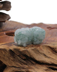 Baikalla Jewelry genuine jadeite carving Genuine Burmese Ice Blue-Green Jadeite Jade PiXiu Pendant Necklace