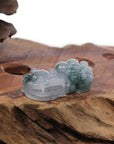 Baikalla Jewelry genuine jadeite carving With Nylon String Necklace Genuine Burmese Ice Blue-Green Jadeite Jade PiXiu Pendant Necklace