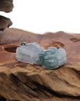 Baikalla Jewelry genuine jadeite carving Genuine Burmese Ice Blue-Green Jadeite Jade PiXiu Pendant Necklace