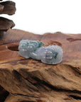 Baikalla Jewelry genuine jadeite carving Genuine Burmese Ice Blue-Green Jadeite Jade PiXiu Pendant Necklace