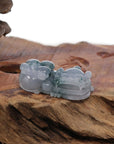 Baikalla Jewelry genuine jadeite carving With Nylon String Necklace Genuine Burmese Ice Blue-Green Jadeite Jade PiXiu Pendant Necklace