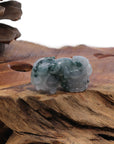 Baikalla Jewelry genuine jadeite carving Genuine Burmese Ice Blue-Green Jadeite Jade PiXiu Pendant Necklace