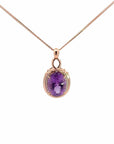 Baikalla Jewelry Gemstone Pendant Necklace Pendant Only 14k Rose Gold Genuine Amethyst Pendant Necklace