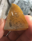 IG Live " Natural Icy Yellow Custom Nine Tail Fox Jadeite Jade Carving Necklace (not including bail)" (Live Pick) (03/18/25)
