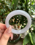 Live "Natural Faint Lavender Light Icy Jadeite Jade Bangle Size to 53.6" (05/26/25)