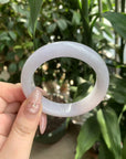 Live "Natural Faint Lavender Light Icy Jadeite Jade Bangle Size to 53.6" (05/26/25)
