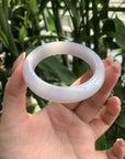 Live "Natural Faint Lavender Light Icy Jadeite Jade Bangle Size to 53.6" (05/26/25)