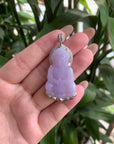 "Live" 18kw Gold Natural Lavender Jadeite Jade Guan Yin Pendant W/ Natural Diamonds" (07/01/25)