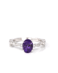 Baikalla Jewelry Gold Amethyst Ring 14k White Gold Genuine Amethyst Ring with Diamonds