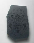 Custom Order* Platinum Bezel Setting Black Guatemalan Jadeite Jade "Fu Dog" Double Sided Carving (11/03/25)