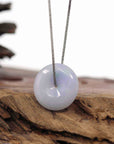 Baikalla Jewelry Jade Pendant Necklace Baikalla "Good Luck Button" Necklace Green Lavender Jadeite Jade Lucky Ping An Kou Pendant