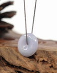 Baikalla Jewelry Jade Pendant Necklace Baikalla "Good Luck Button" Necklace Green Lavender Jadeite Jade Lucky Ping An Kou Pendant