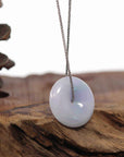 Baikalla Jewelry Jade Pendant Necklace Baikalla "Good Luck Button" Necklace Green Lavender Jadeite Jade Lucky Ping An Kou Pendant
