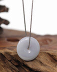 Baikalla Jewelry Jade Pendant Necklace Baikalla "Good Luck Button" Necklace Green Lavender Jadeite Jade Lucky Ping An Kou Pendant