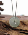 Baikalla Jewelry Jade Pendant Necklace Baikalla "Good Luck Button" Necklace Ice Green Jadeite Jade Lucky Ping An Kou Pendant