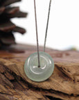 Baikalla Jewelry Jade Pendant Necklace Baikalla "Good Luck Button" Necklace Ice Green Jadeite Jade Lucky Ping An Kou Pendant