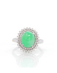 Baikalla Jewelry Jadeite Engagement Ring 18k White Gold Natural Imperial Green Jadeite Engagement Ring With Diamonds