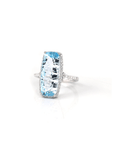 Baikalla Jewelry Gold Topaz Ring 14k White Gold Genuine Swiss Blue Topaz Ring with Diamonds