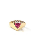 Baikalla Jewelry 18K Gold Tourmaline Ring 18k Yellow Gold Natural Pink Tourmaline Diamond Pinky Ring