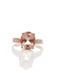 Baikalla Jewelry Gold Amethyst Ring 14k Rose Gold Natural Champagne Morganite Ring with Diamonds