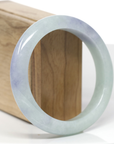 Baikalla Natural Light Blue-Green & Lavender Jadeite Jade "Half Round" Bangle Bracelet (59.1mm)
